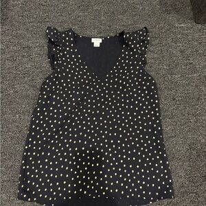 J. Crew Black and Gold Polka Dot Women's Top